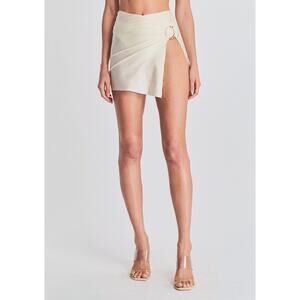 Retrofete Cream Mini Wrap Skirt with Ring Detail